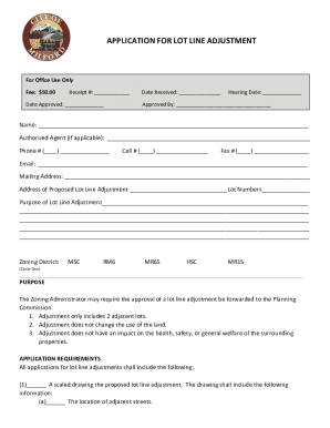 Application for Lot Line Adjustment