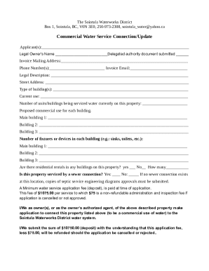 Commercial Water Service Connection/update