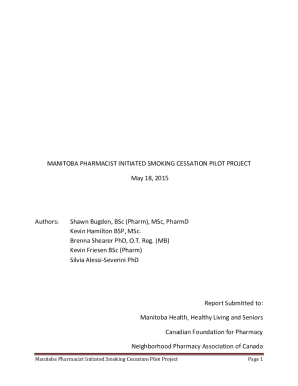 Manitoba Pharmacist Initiated Smoking Cessation Pilot ...