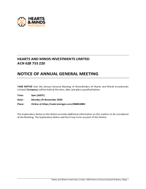 Hearts and Minds Investments Limited Annual General Meeting Notice