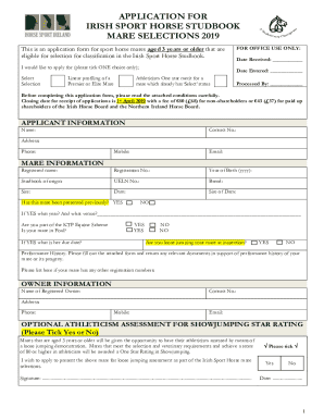 eligible for selection for classification in the Irish Sport Horse Studbook
