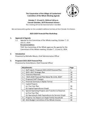 2025-2029 Financial Plan Workshop