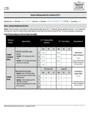 Colorado’s Unified Improvement Plan for Schools for 2012-13