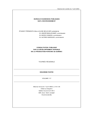 TRAN117. Consultation publique sur le dveloppement durable de la production porcine au Qubec