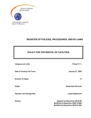 Register of Policies, Procedures, and by-laws