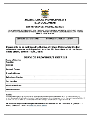 Jozini Local Municipality Bid Document