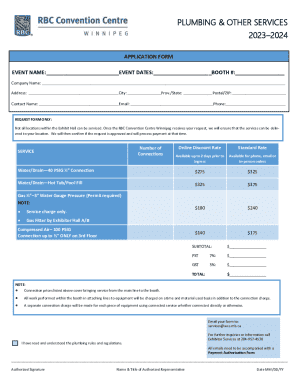 2023–2024 Plumbing & Other Services Application Form