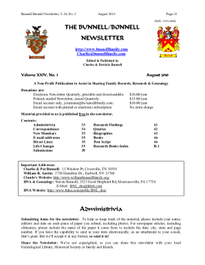 Bunnell/bonnell Newsletter