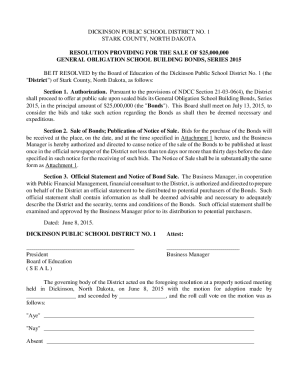 Resolution for Sale of School Building Bonds