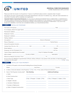 Proposal Form for Insurance