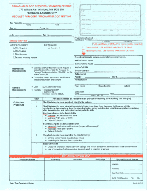 Request for Cord/neonate Blood Testing