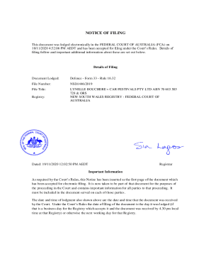 Defence - Form 33 - Rule 16.32