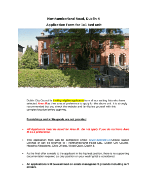 Northumberland Road, Dublin 4 Application Form for 1x1 ...