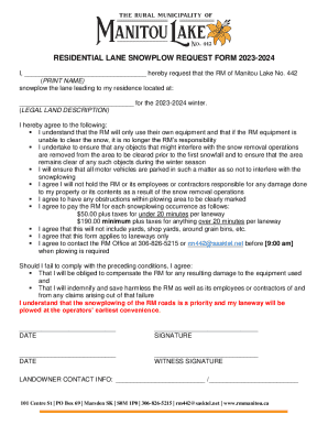 RESIDENTIAL LANE SNOWPLOW REQUEST FORM 2023 ...