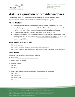 Victim Feedback and Inquiry Form