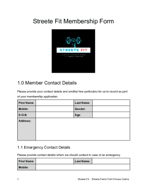 Streete Fit Membership Form