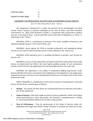 Agreement for Professional Architectural & Engineering Design Services