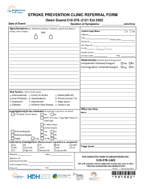 Stroke Prevention Clinic Referral Form