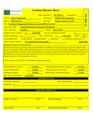 Contract Review Sheet