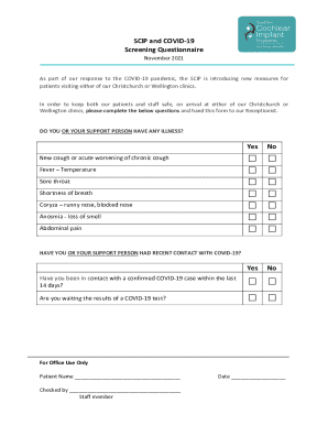 Scip and Covid-19 Screening Questionnaire