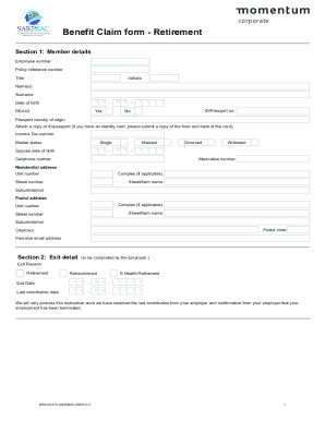 Benefit Claim Form - Retirement