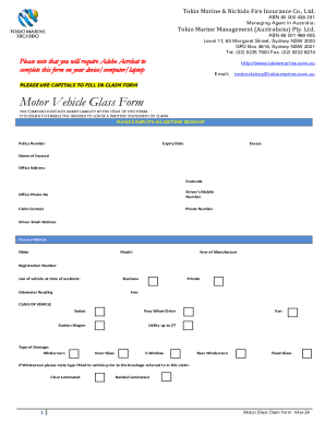 Mobile Plant, Equipment and Motor Vehicle Claim Form