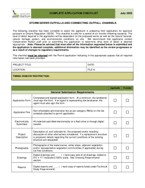 Storm Sewer Outfalls and Connecting Outfall Channels Application Checklist