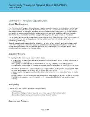 Community Transport Support Grant 2024/2025