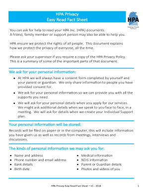 Hpa Privacy Easy Read Fact Sheet
