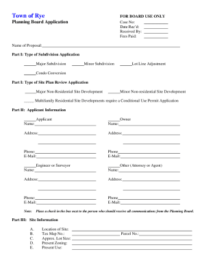 Rye Planning Board Application