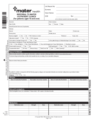 Referral to Mater Outpatient Clinics