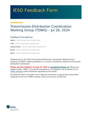 Transmission-distribution Coordination Working Group Feedback Form