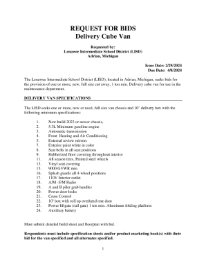 REQUEST FOR BIDS Delivery Cube Van