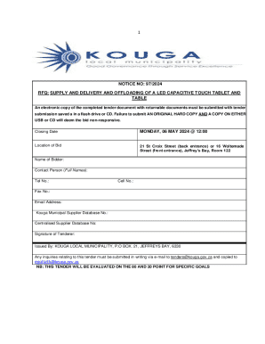 RFQ: SUPPLY AND DELIVERY AND OFFLOADING OF A LED CAPACITIVE TOUCH TABLET AND