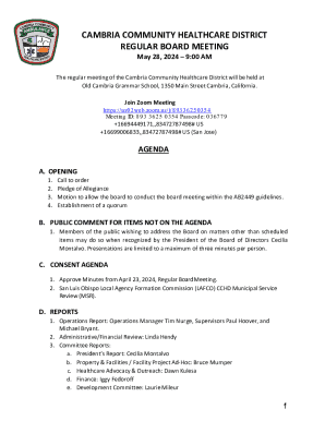 Cambria Community Healthcare District Regular Board Meeting