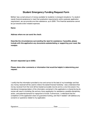 Student Emergency Funding Request Form