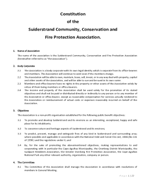 Constitution of the Suiderstrand Community, Conservation and Fire Protection Association