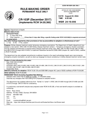 rule-making order -Washington State Department of Health