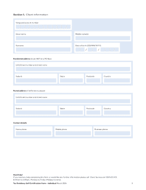 Tax Residency Self Certification Form