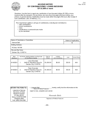 48 Hour Notice of Contributions / Loans Received