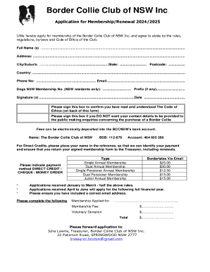 Application for Membership/renewal 2024/2025