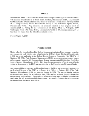 Berkshire Bank Branch Relocation Notice