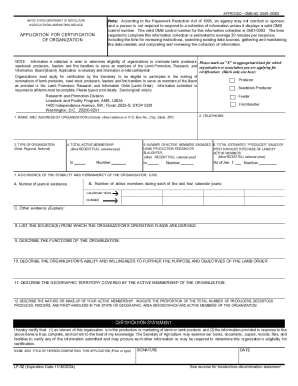 Application for Certification of Organization