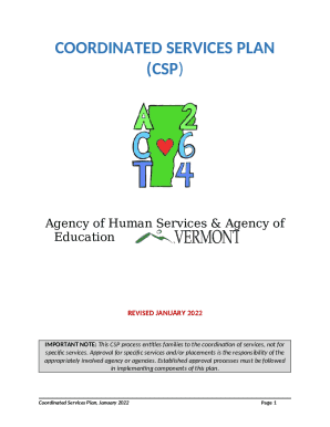 Coordinated Services Plan (csp)