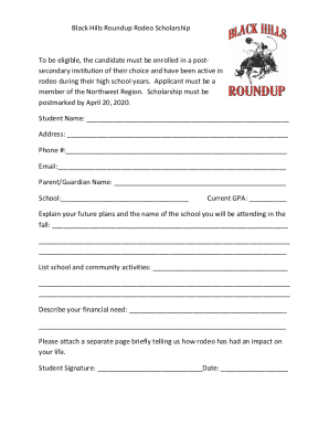 Black Hills Roundup Rodeo Scholarship Application