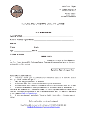 Mayor’s 2020 Christmas Card Art Contest Official Entry Form