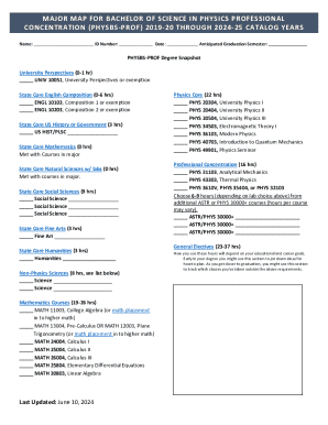 Sample Degree Map Physics BS Total Credits Required: 120