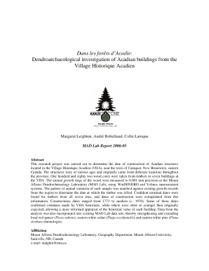 Dendroarchaeological Investigation of Acadian Buildings