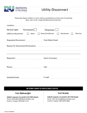 Utility Disconnect Form
