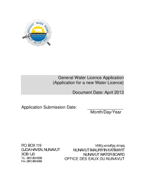 General Water Licence Application